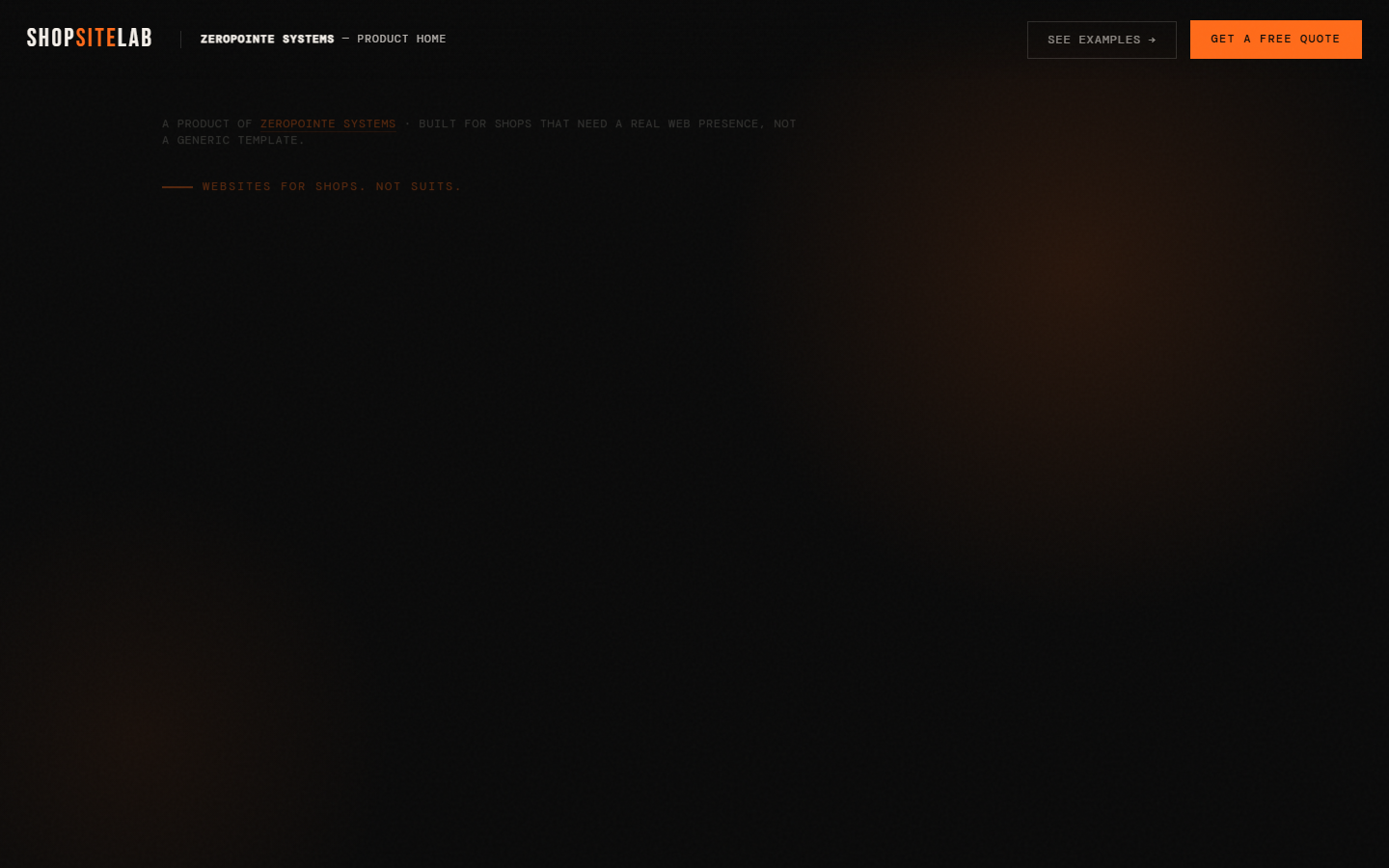 ShopSiteLab sample one-page site in a browser frame